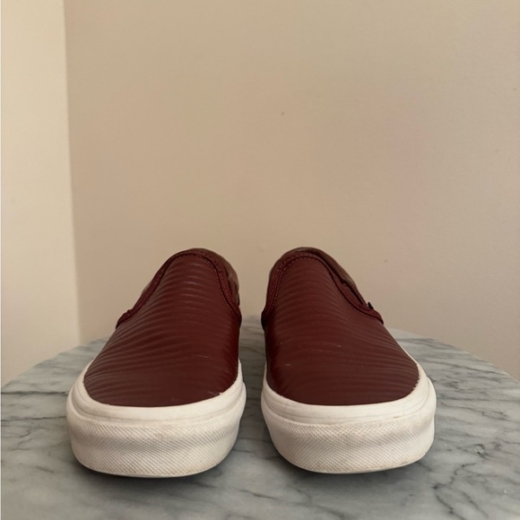 Vans Classic Slip On Moto Leather Burgundy Shoes Women’s Size 7 Skate - Picture 5 of 9